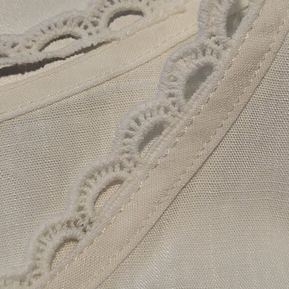 New CUPSHE Small White Swimsuit Tie Cover-up V-Neck Short Sleeve Lace Scalloped - Picture 7 of 14